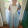 Destiny joined the competition — help win amazing prizes! child, door, dress, floor, floral_embroidery, girl, glass_door, greenery, hands_behind_back, happy, indoors, long_dress, pastel_colors, person, porch, portrait, princess_dress, smile, standing, wooden_floor