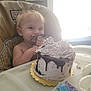 background, birthday, cake, child, decor, face, food, frosting, hand, happy, high_chair, indoor, light, messy, person, smiling, sweet, table, toddler, window