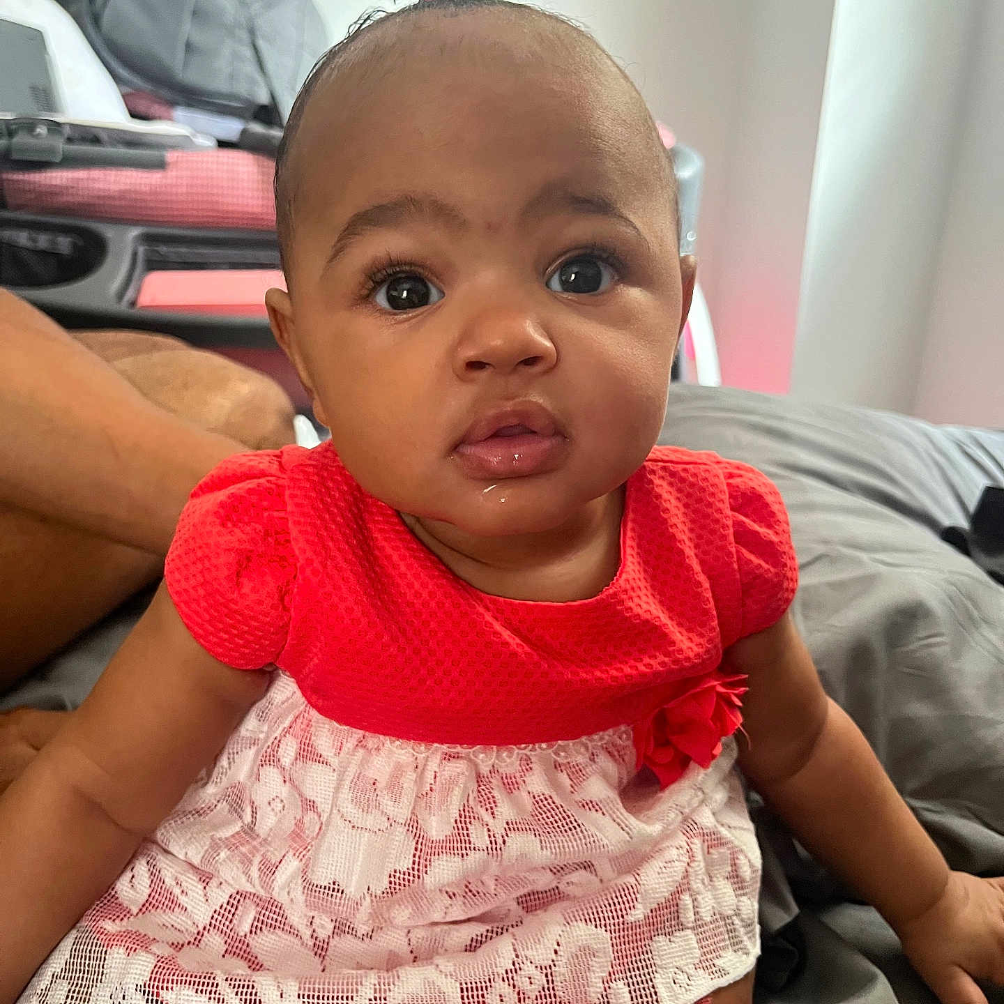 Aria joined the competition — help win amazing prizes! accessories, baby, bag, bed, bedroom, clothing, couch, cushion, dress, face, furniture, handbag, head, homedecor, indoors, person, photography, portrait, room, sitting