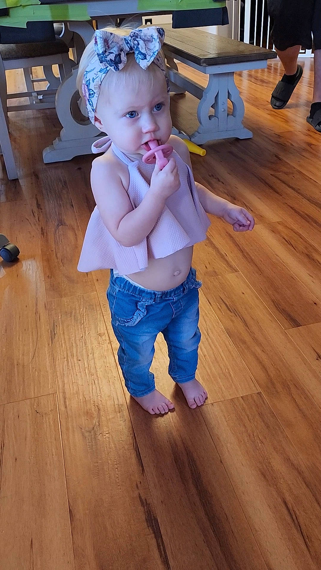 Bailey joined the competition — help win amazing prizes! baby, baby_toddler_clothing, child, eye, floor, flooring, foot, fun, happy, hardwood, headwear, human_leg, laminate_flooring, person, plank, thigh, toddler, trunk, varnish, wood