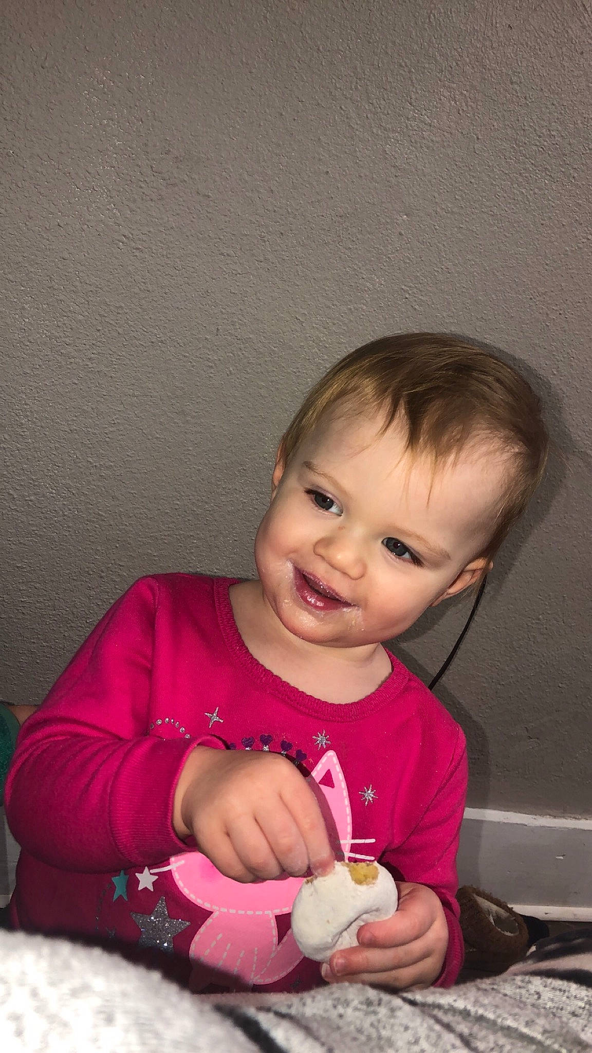 Raylynn joined the competition — help win amazing prizes! baby_toddler_clothing, cheek, child, chin, eye, finger, gesture, hair, hand, happy, human_body, iris, joy, lip, nose, person, skin, sleeve, smile, standing
