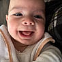 Ariano participe au concours pour gagner de l'argent avec cette photo : baby, infant, smile, face, eyes, tongue, cheeks, onesie, towel, blanket, hand, fingers, portrait, closeup, indoors, floor, happy, cute, eyelashes, skin