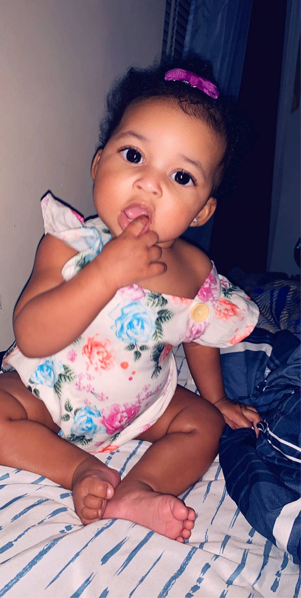 Caylee joined the competition — help win amazing prizes! baby, beauty, cheek, child, chin, eye, face, forehead, fun, hair_accessory, head, headgear, lip, mouth, nose, person, pink, sitting, skin, smile