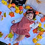 baby, child, infant, autumn, fall, leaves, pumpkins, blanket, headband, smile, outdoor, seasonal, decoration, cute, portrait, clothing, nature, colorful, happy, photography