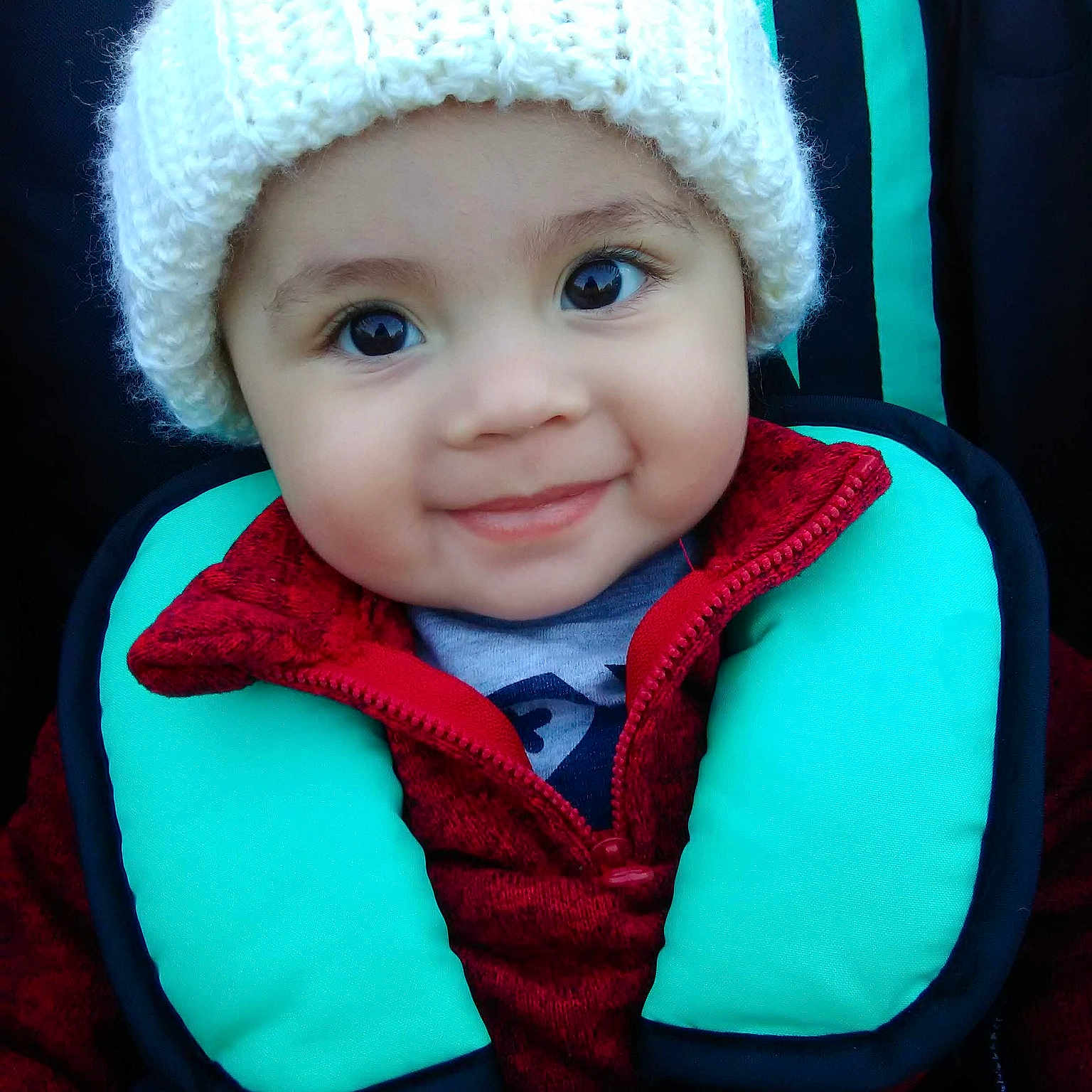Kaleb joined the competition — help win amazing prizes! baby, beanie, bonnet, cap, cheek, child, face, hat, head, headgear, headwear, knit_cap, knitting, outerwear, person, skin, smile, toddler, wool