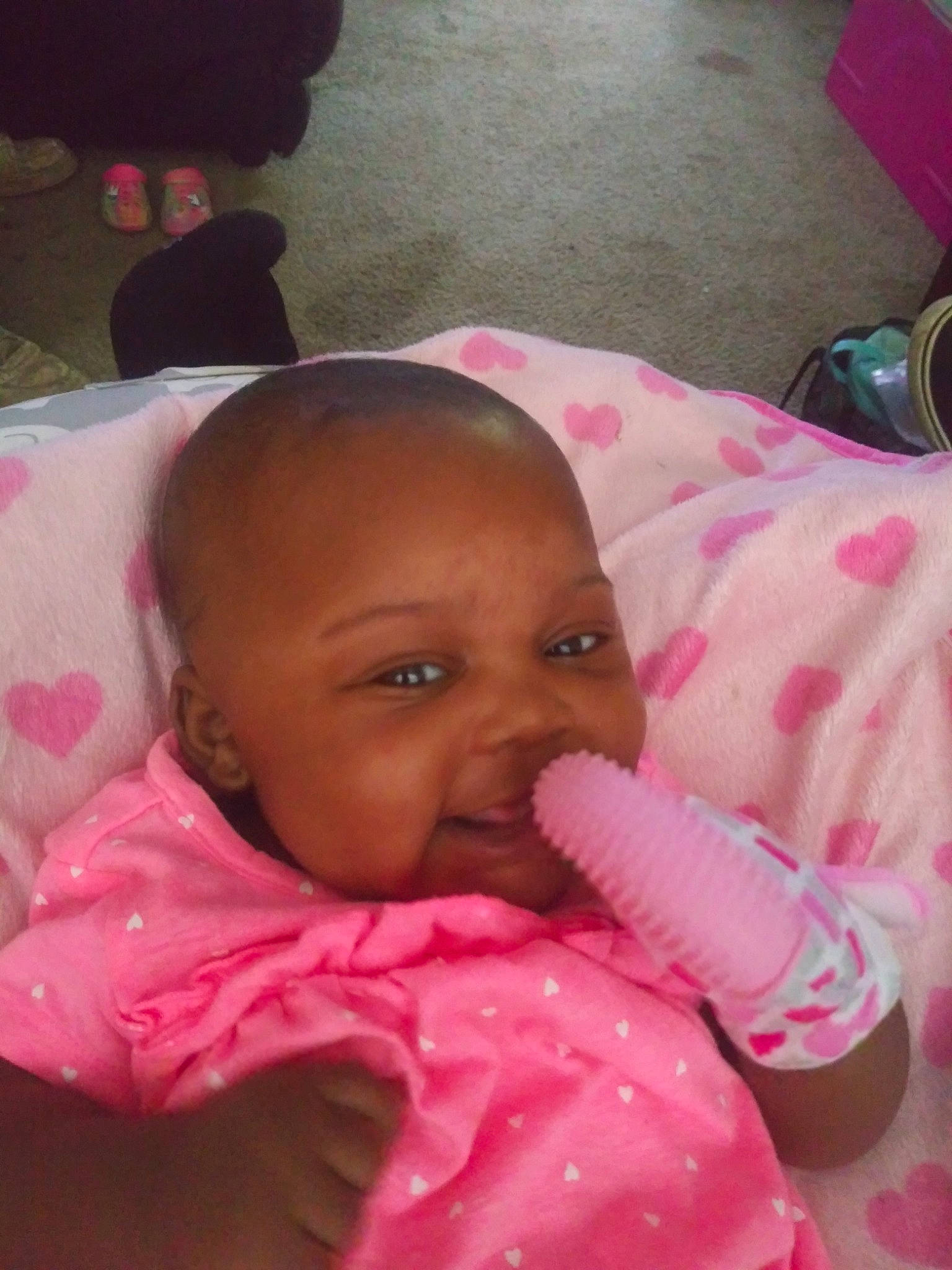 Ar'Moni is registered to the contest to win money with this photo: baby, birth, cheek, child, electronic_device, eye, face, forehead, head, human, lip, mouth, neck, nose, person, pink, skin, smile, toddler