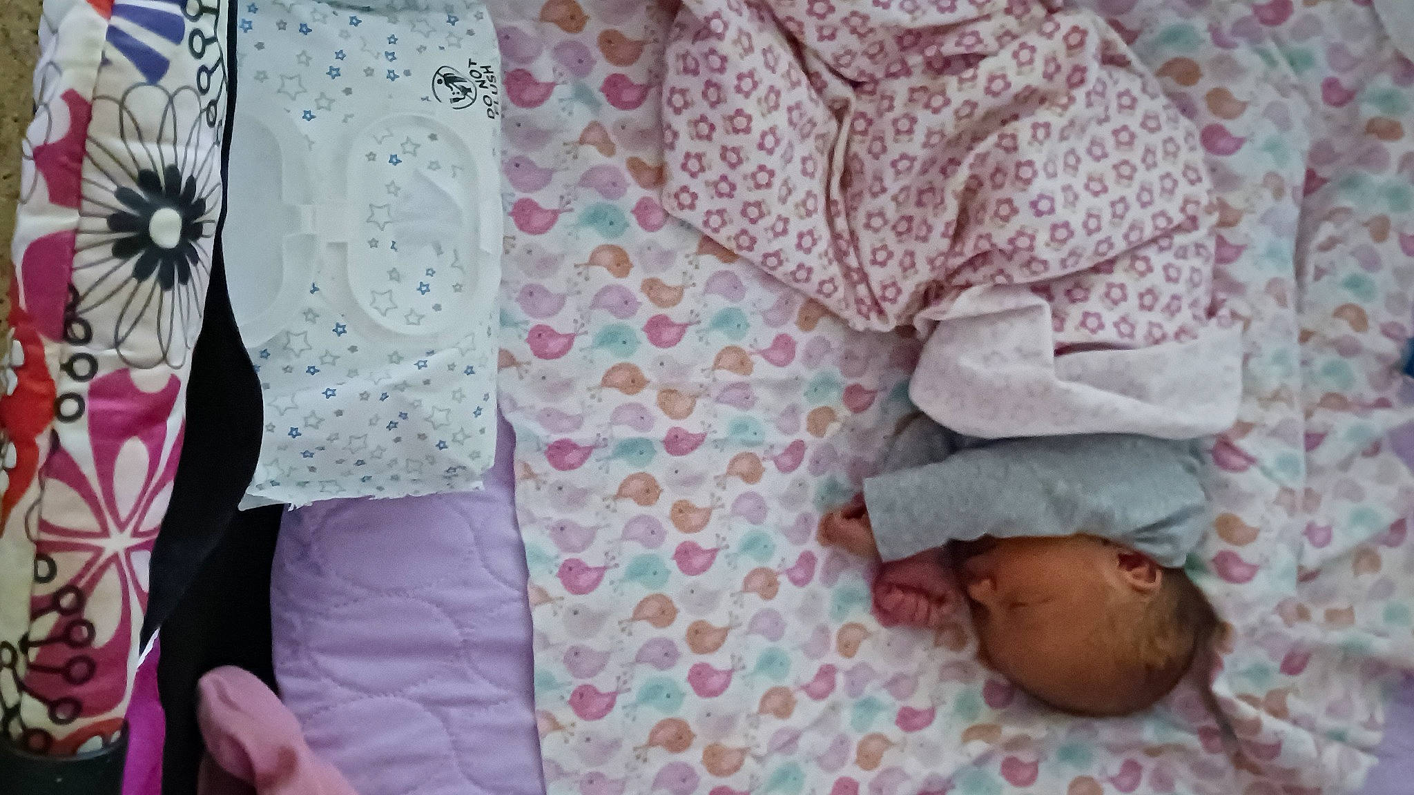 Abigail is registered to the contest to win money with this photo: art, baby, baby_sleeping, baby_toddler_clothing, bed_sheet, bedding, comfort, dress_shirt, linens, magenta, pattern, peach, person, pink, purple, room, sleeve, t_shirt, textile, toddler