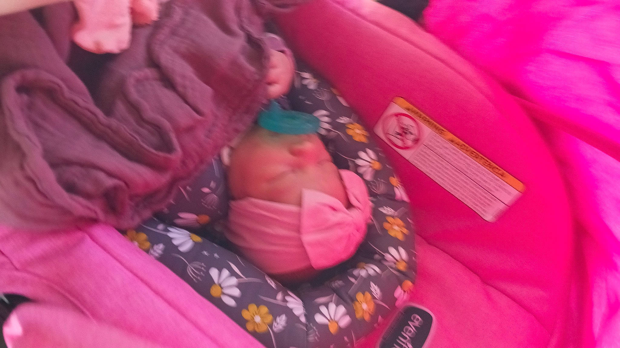 Abigail joined the competition — help win amazing prizes! baby, baby_products, car_seat, car_seat_cover, carmine, child, comfort, family_car, linens, magenta, nail, nap, pattern, person, pink, purple, room, seat_belt, stuffed_toy, toy