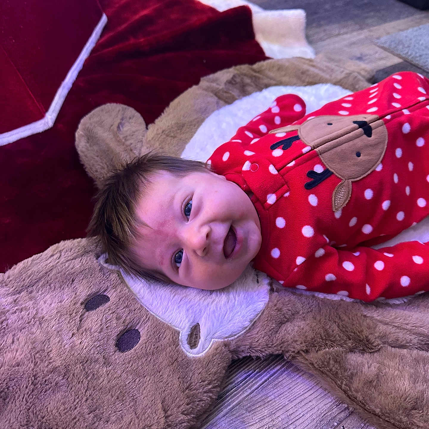 Mila joined the competition — help win amazing prizes! baby, babylaughing, blanket, clothing, coat, couch, cushion, face, furniture, happy, hat, head, homedecor, laughing, person, photography, portrait, quilt, rug, smile
