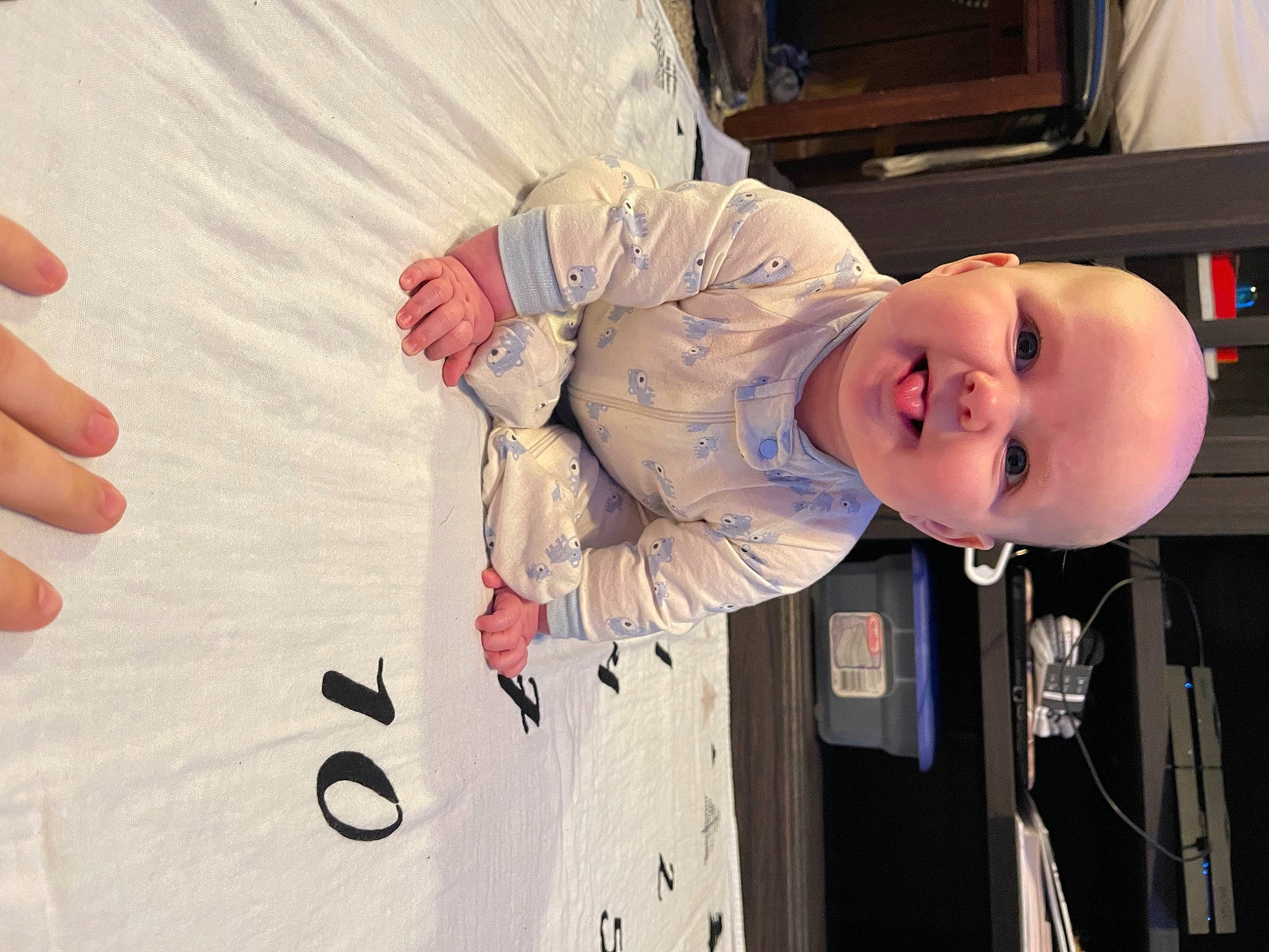 Colten is registered to the contest to win money with this photo: baby, baby_laughing, baby_toddler_clothing, carmine, child, finger, font, fun, gesture, happy, hat, nail, person, sitting, skin, sleeve, smile, thumb, toddler, tree