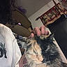 Mamas joined the competition — help win amazing prizes! cat, tortoiseshell_cat, pet, feline, sleeping, relaxed, fluffy, whiskers, fur, close_up, indoors, home, person, holding, lap, cozy, portrait, black, orange, gray