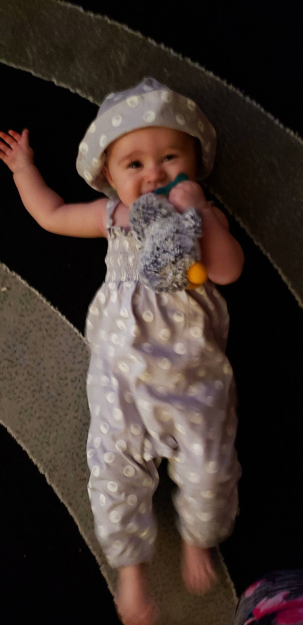 Jasmyn joined the competition — help win amazing prizes! baby, child, hat, headgear, headwear, joy, person, smile, toddler