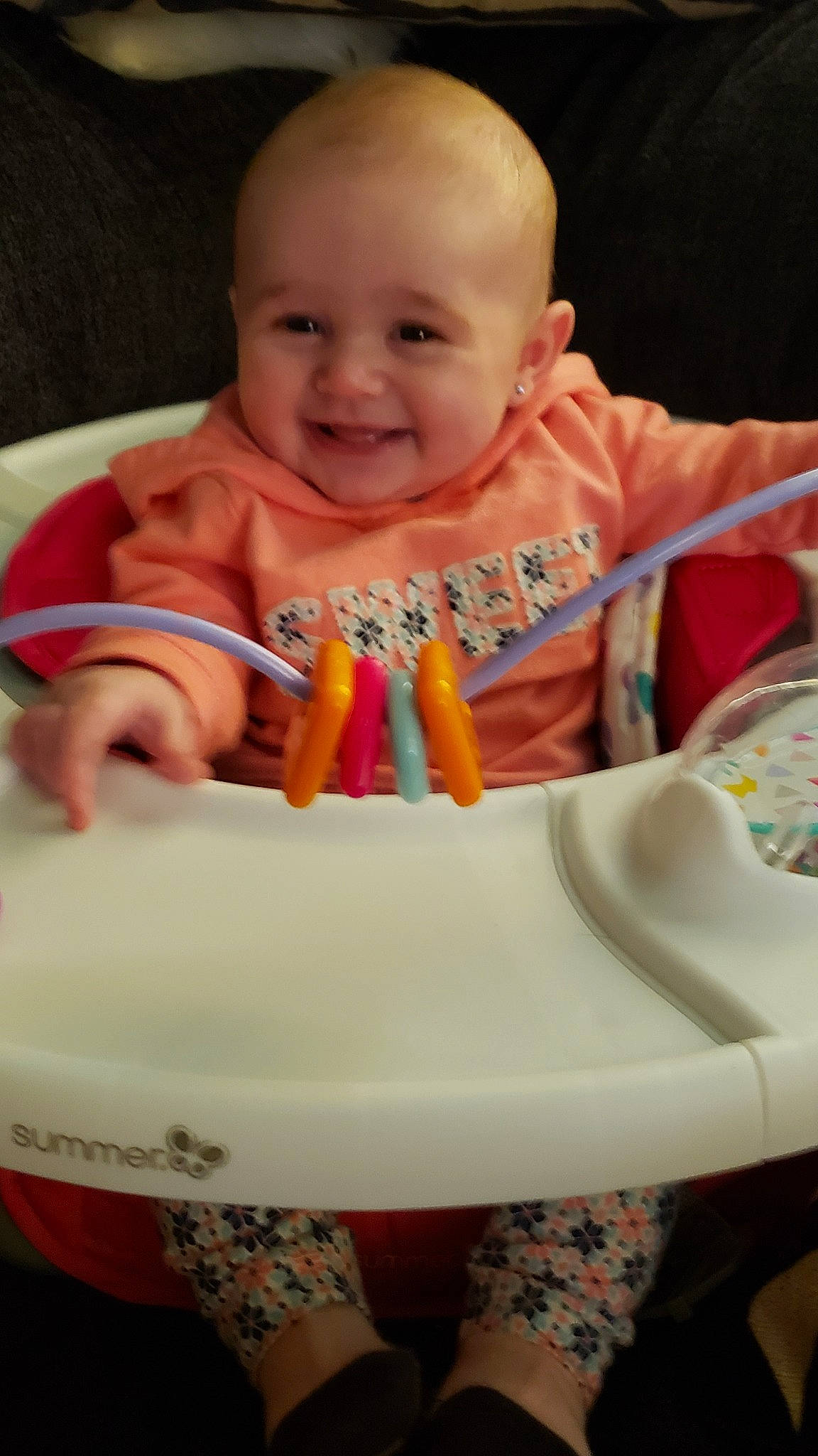 Abby joined the competition — help win amazing prizes! baby, chair, cheek, child, joy, person, sitting, skin, toddler