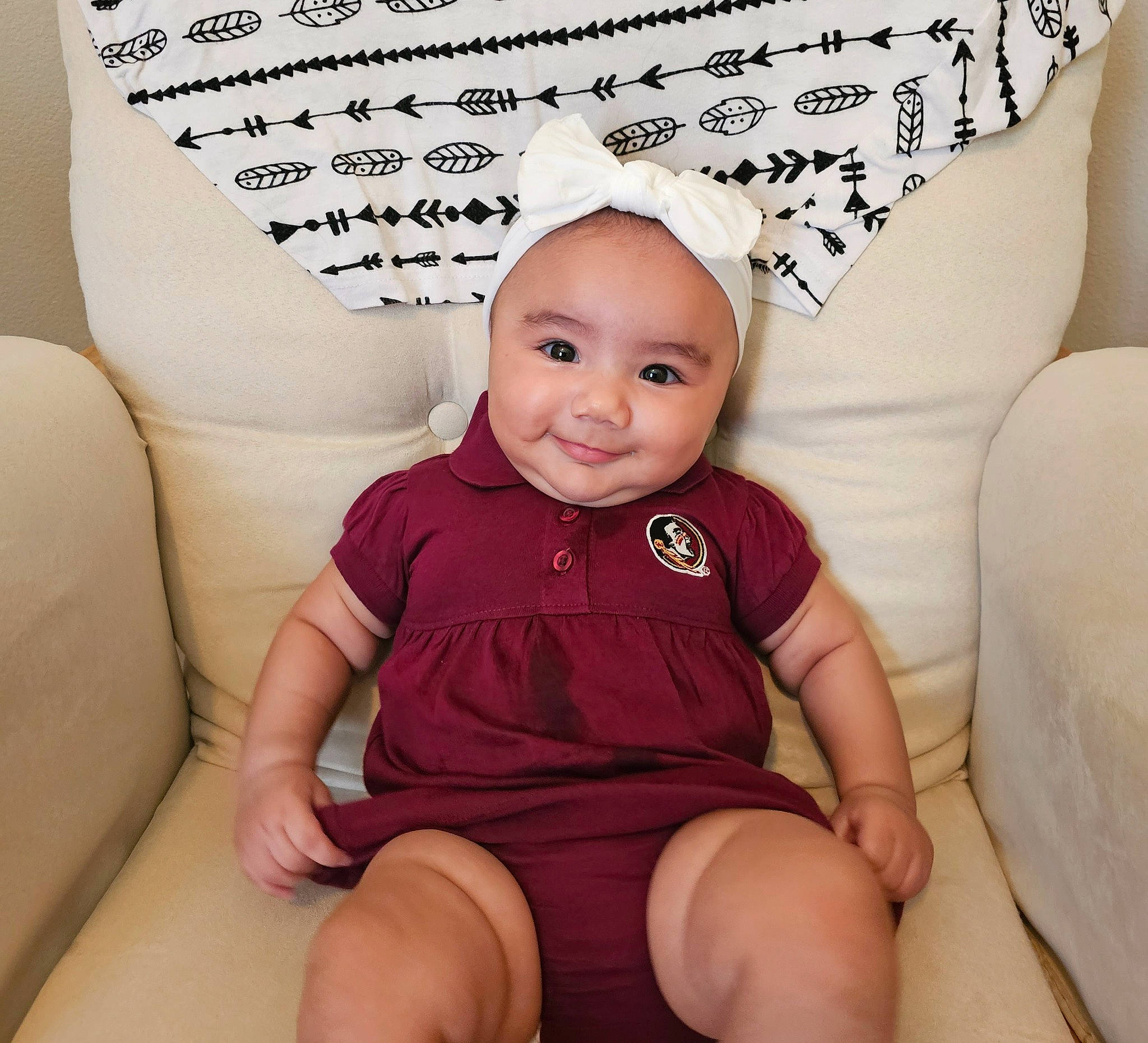 Jasmine joined the competition — help win amazing prizes! baby, baby_toddler_clothing, cheek, comfort, design, facial_expression, finger, font, happy, human_leg, joy, knee, neck, pattern, person, pink, skin, sleeve, smile, thigh