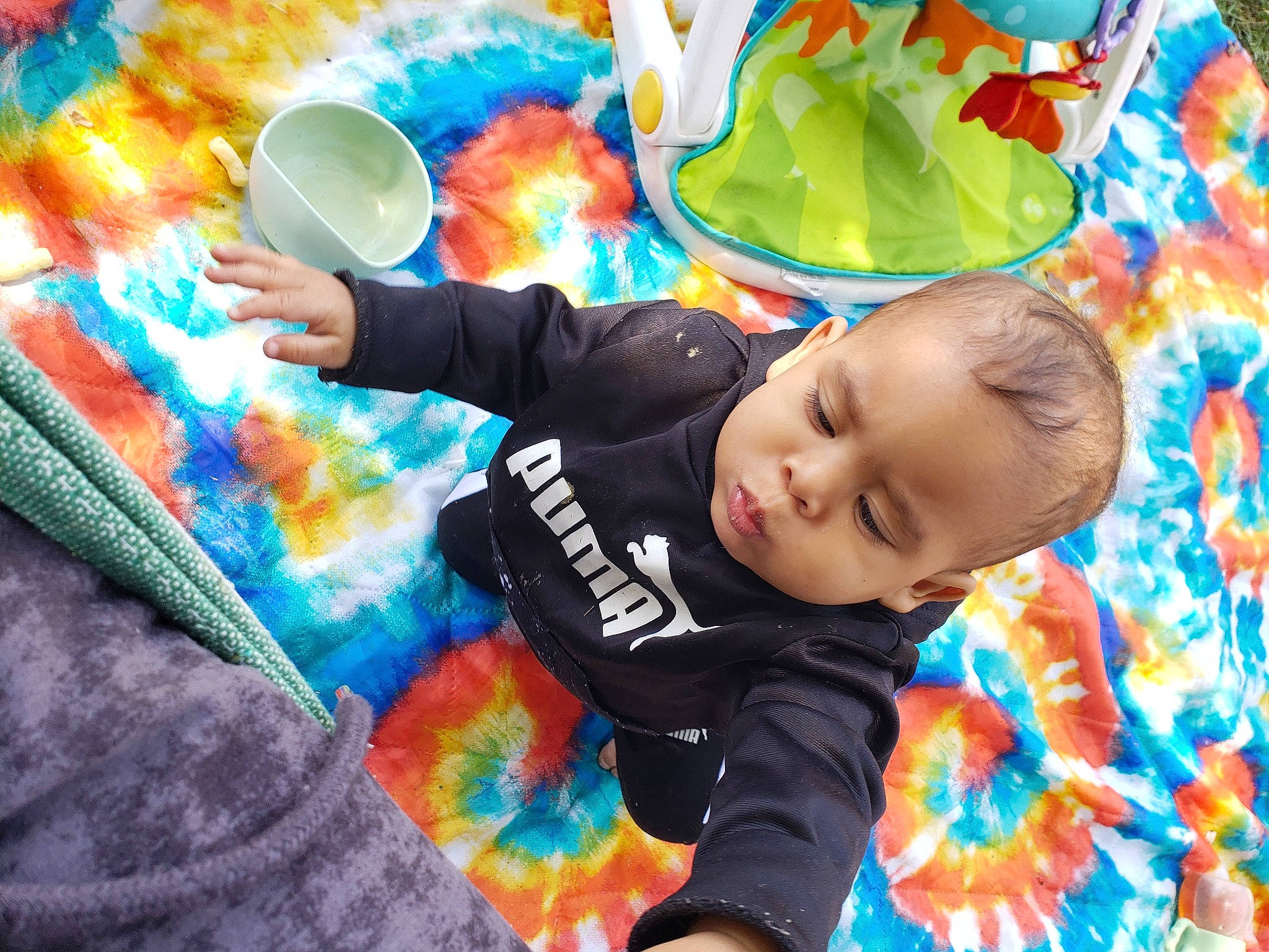Ja'Zahny joined the competition — help win amazing prizes! baby, baby_toddler_clothing, child, cool, facial_expression, fun, grass, happy, leaf, leisure, linens, orange, outerwear, pattern, people_in_nature, person, product, sleeve, t_shirt, textile