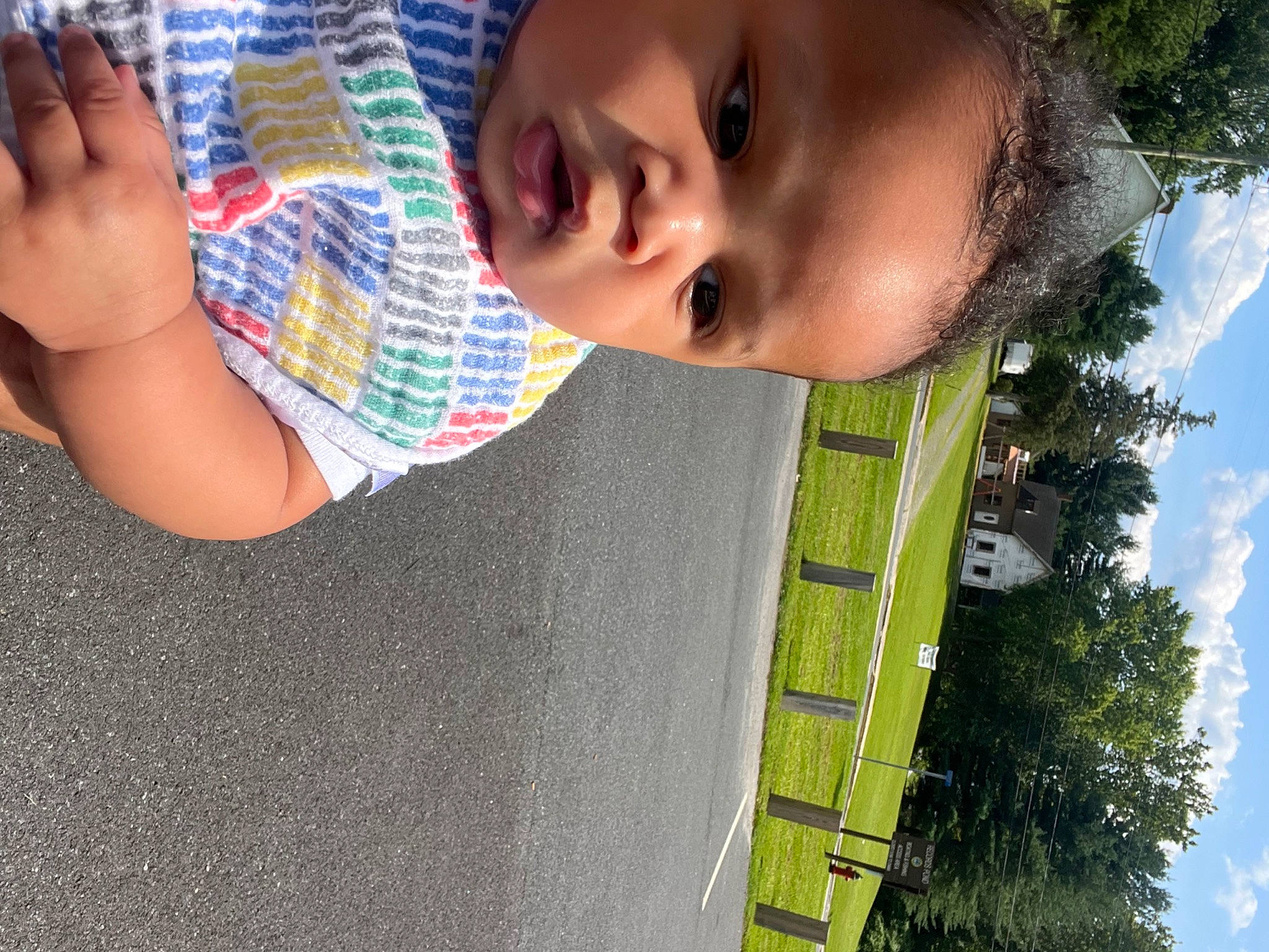 Major is registered to the contest to win money with this photo: cloud, cool, eye, face, grass, hairstyle, happy, leaf, leisure, nose, organ, person, photograph, plant, skin, sky, sunlight, toddler, tree, water