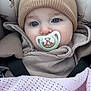 baby, pacifier, hat, blanket, clothing, seat, child, cute, closeup, blue_eyes, knit, animal_print, comfort, infant, warm, portrait, soft, toddler, indoors, cozy