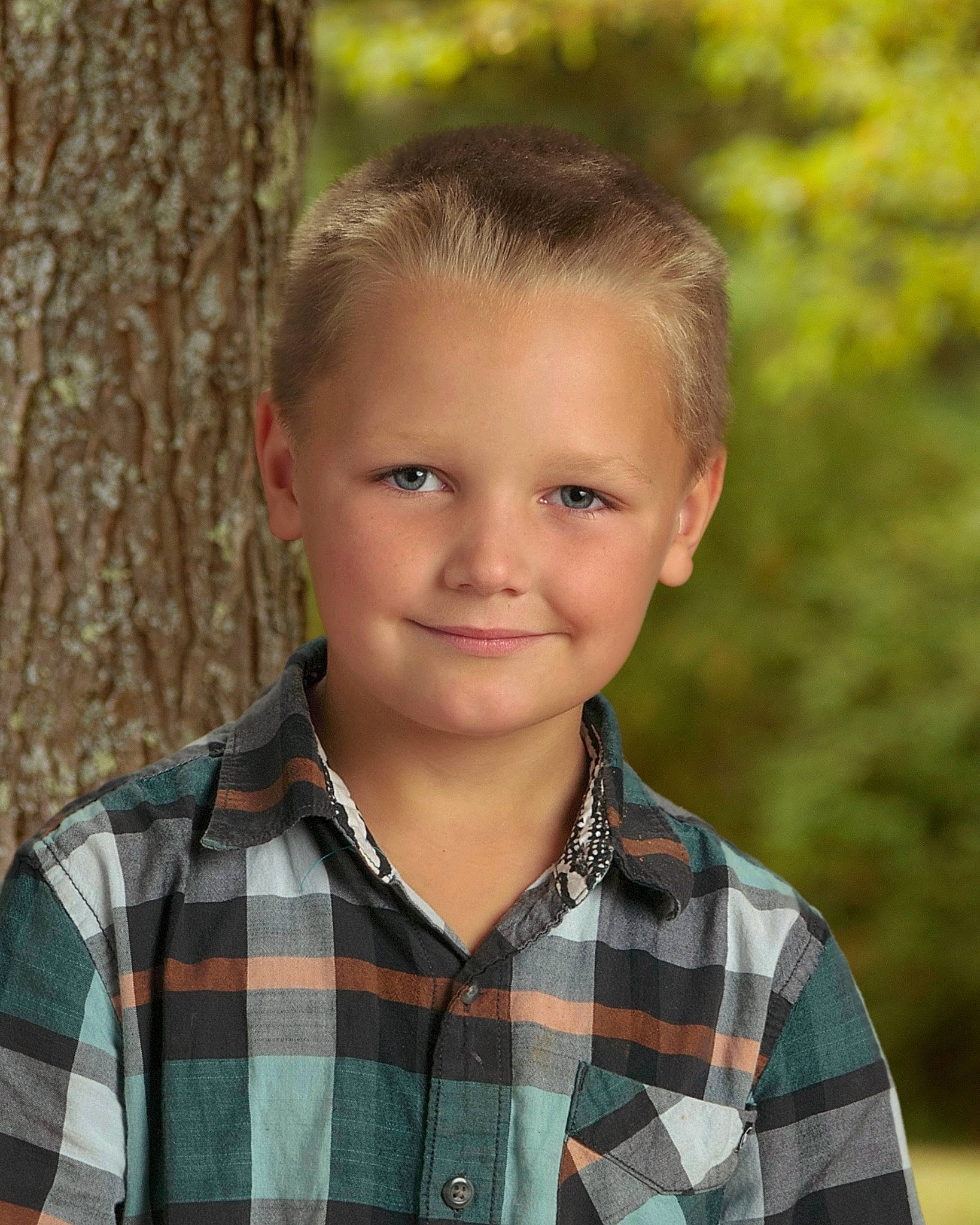 Charlie joined the competition — help win amazing prizes! brown_hair, chin, collar, dress_shirt, face, flash_photography, forehead, grass, happy, iris, joy, pattern, people_in_nature, person, plaid, portrait, portrait_photography, sleeve, smile, tartan