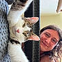 Zeus a rejoint le concours — aidez-le/la à gagner de superbes lots ! cat, closeup, cute, eyes, face, feline, fur, hair, happy, home, indoor, person, pet, relaxed, selfie, smile, stretching, whiskers, wicker_chair, woman