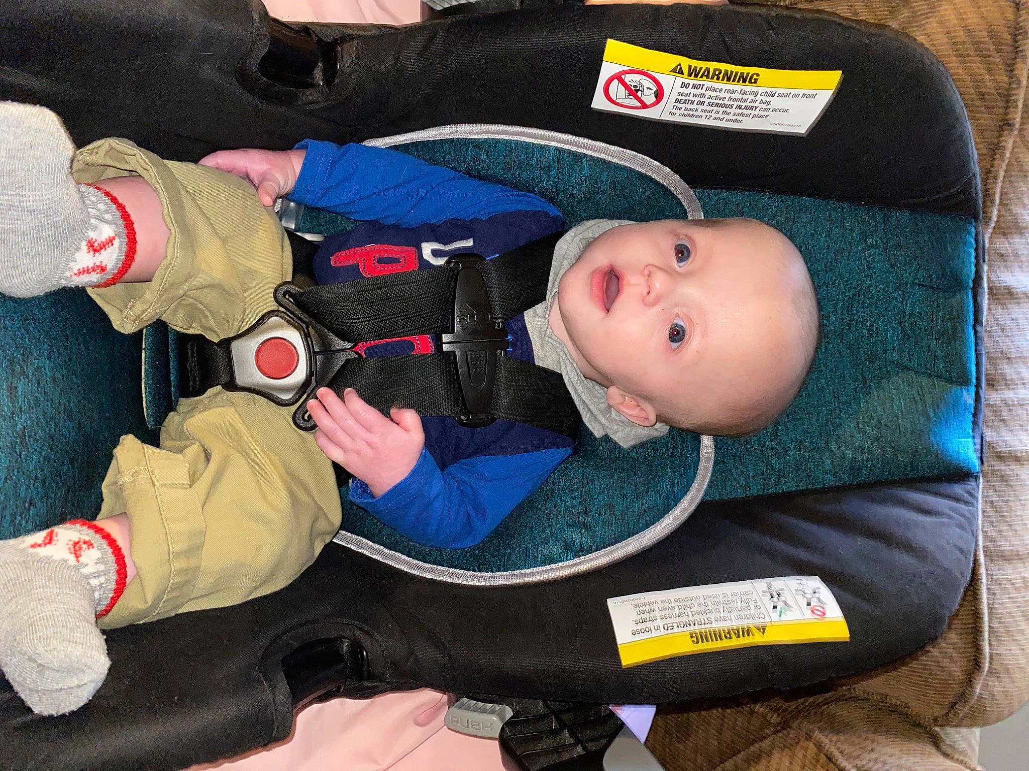 Jaxon joined the competition — help win amazing prizes! baby, baby_carriage, baby_products, baby_safety, baby_toddler_clothing, carmine, child, comfort, electric_blue, person, personal_protective_equipment, toddler