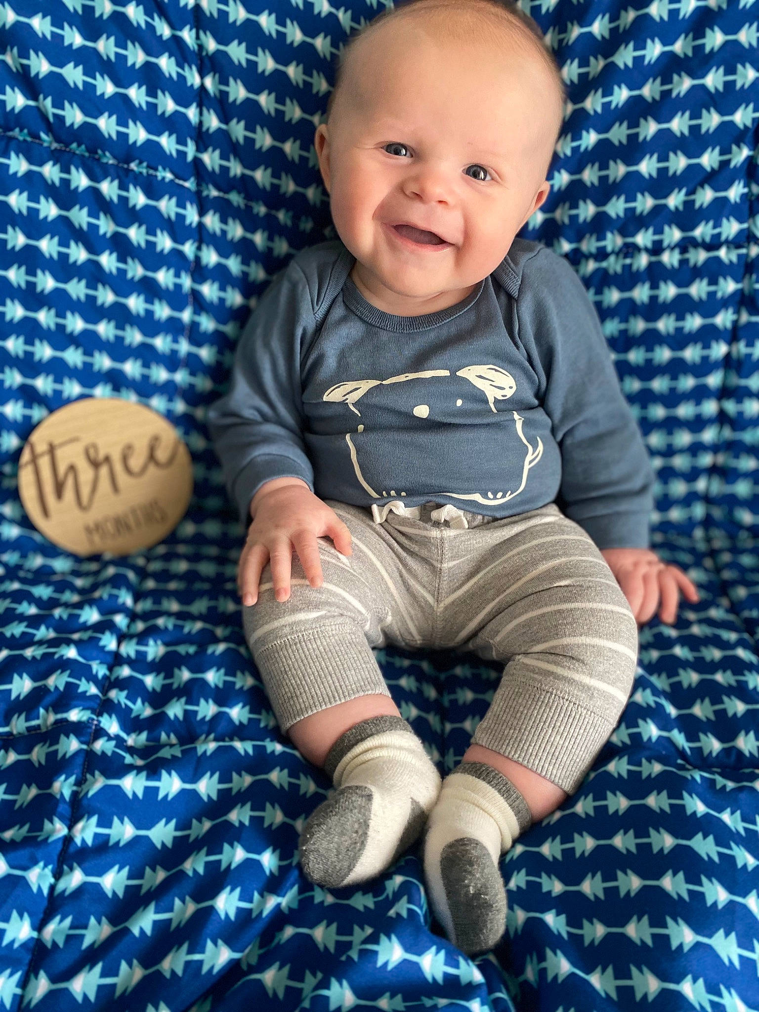 Chase joined the competition — help win amazing prizes! azure, baby, baby_toddler_clothing, blue, child, comfort, electric_blue, eye, face, flash_photography, flooring, fun, grass, happy, joy, pattern, person, sleeve, smile, t_shirt