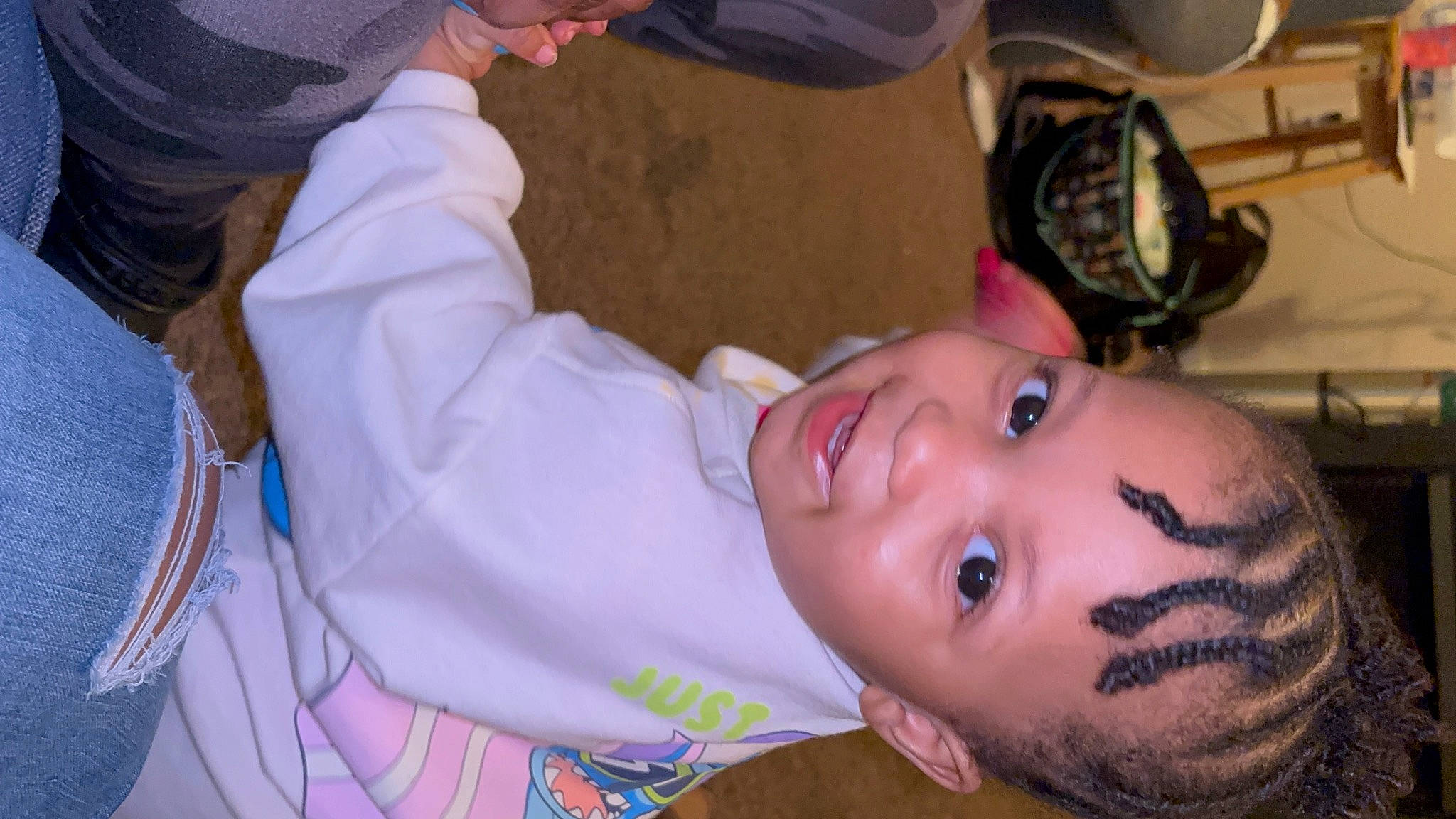 Jazmine is registered to the contest to win money with this photo: abdomen, chest, child, eyelash, fun, fur, grass, hairstyle, happy, headgear, mouth, nose, pattern, person, plant, room, skin, smile, toddler, tree