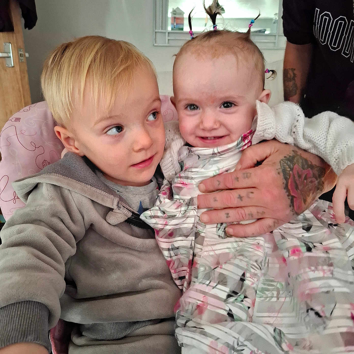 Phoebe-May joined the competition — help win amazing prizes! baby, child, children, cute, dress, face, family, furniture, hair, hand, happy, home, hoodie, indoor, mirror, person, pigtails, smile, tattoo, toddler