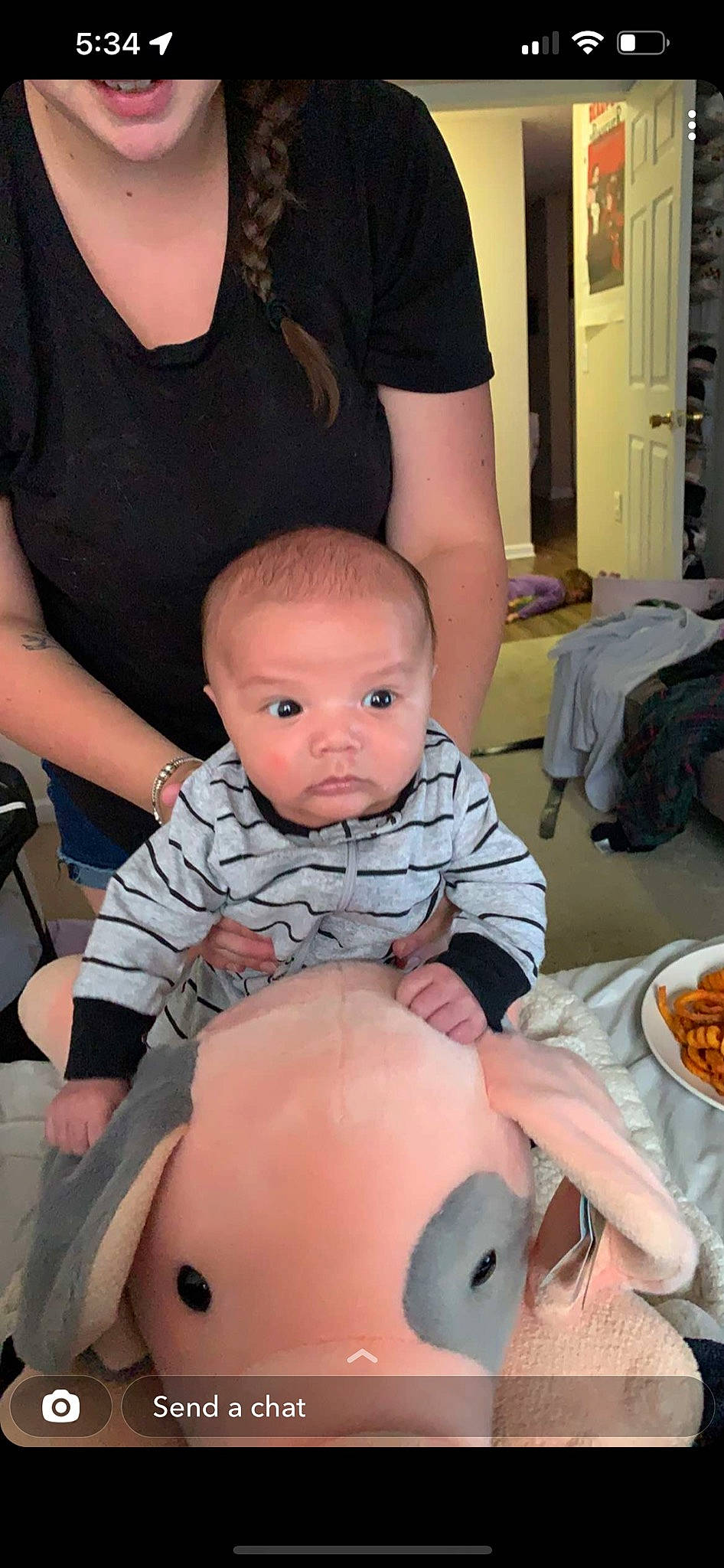 Hudson joined the competition — help win amazing prizes! abdomen, arm, baby, chair, cheek, child, event, finger, fun, joint, lap, mouth, muscle, person, sitting, skin, t_shirt, tableware, thigh, toddler