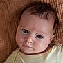 baby, blanket, child, closeup, clothing, cute, expression, eyes, fabric, face, hair, indoors, infant, newborn, person, portrait, skin, soft, texture, young