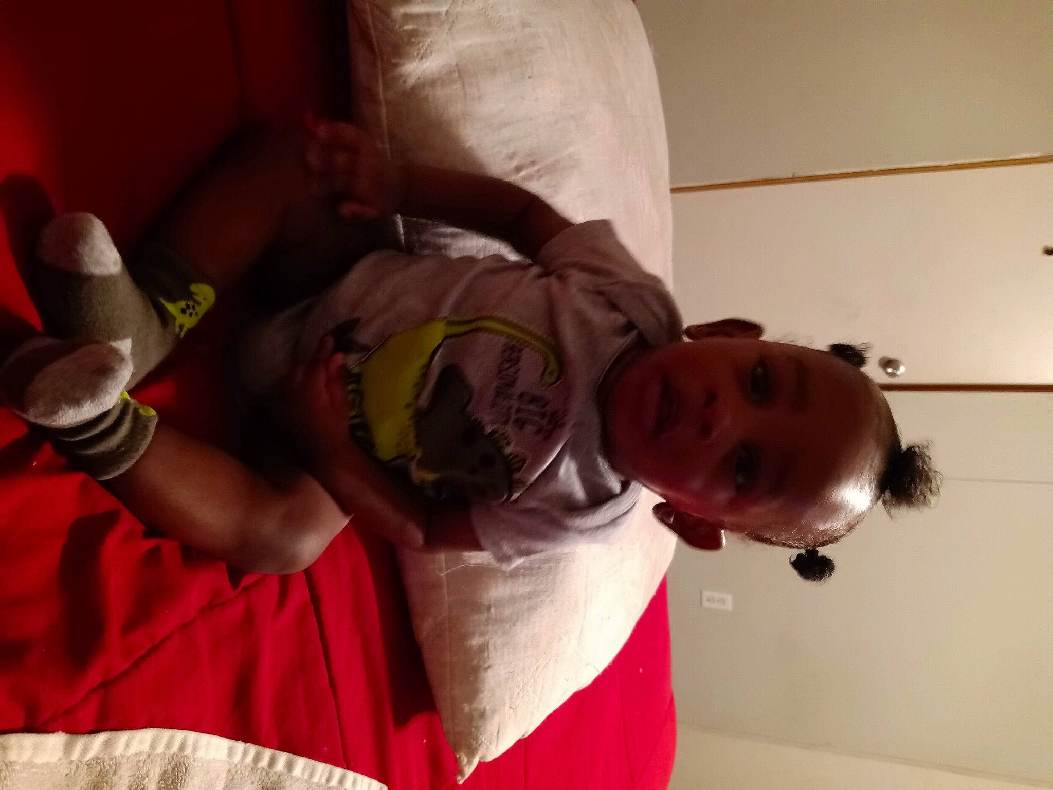 Matthew is registered to the contest to win money with this photo: child, comfort, elbow, finger, fun, happy, human_leg, joint, person, room, sleeve, t_shirt, toddler, wrist