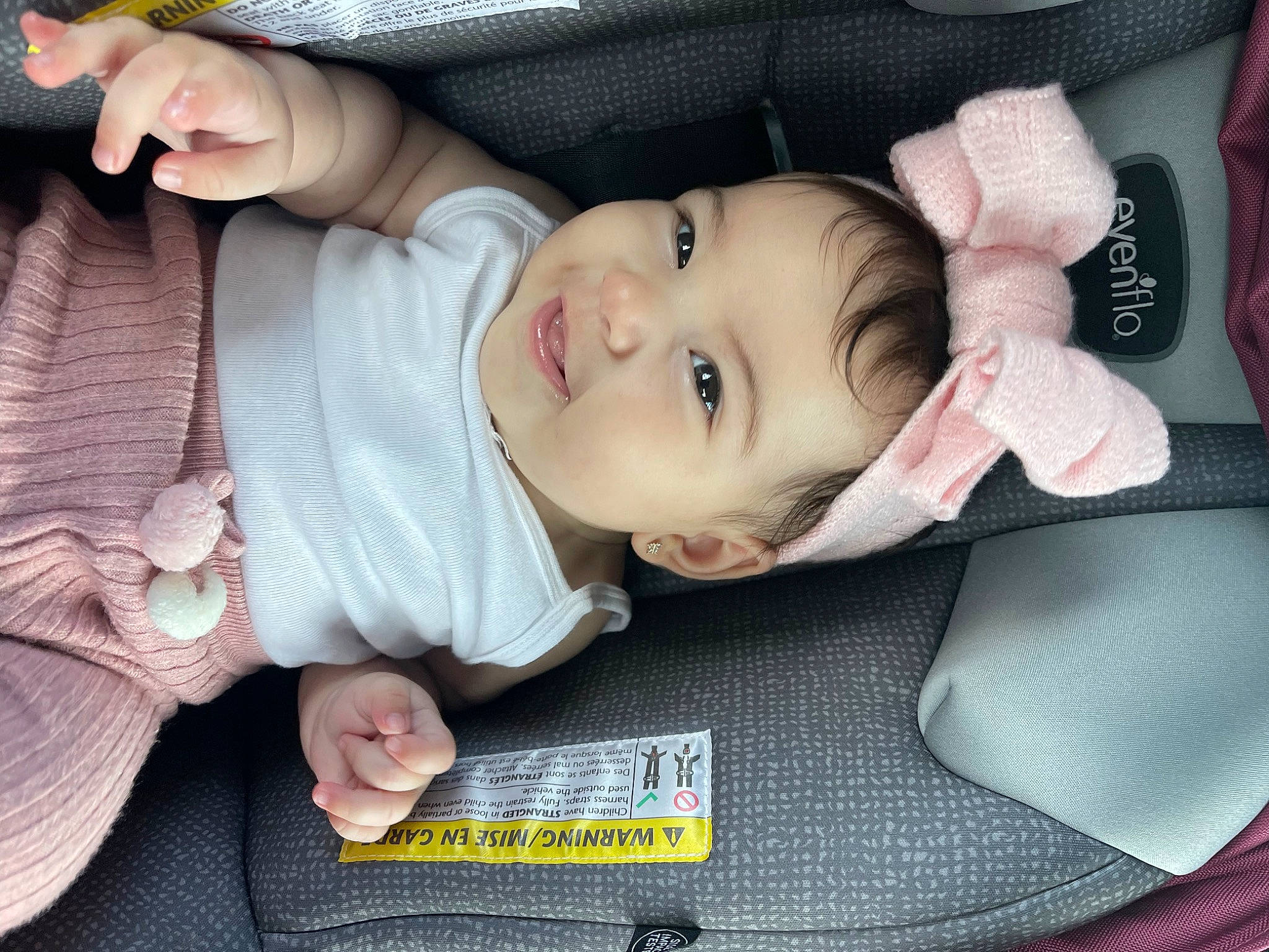 Arielle joined the competition — help win amazing prizes! auto_part, baby, baby_carriage, baby_in_car_seat, baby_products, baby_toddler_clothing, car_seat, cheek, child, comfort, facial_expression, gesture, happy, nose, person, product, sitting, skin, sleeve, smile