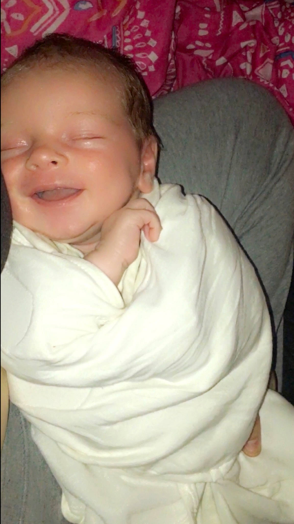 Zane is registered to the contest to win money with this photo: baby, baby_laughing, baby_products, baby_toddler_clothing, cheek, child, chin, comfort, eyebrow, gesture, happy, iris, lip, mouth, nose, person, skin, sleeve, smile, thumb