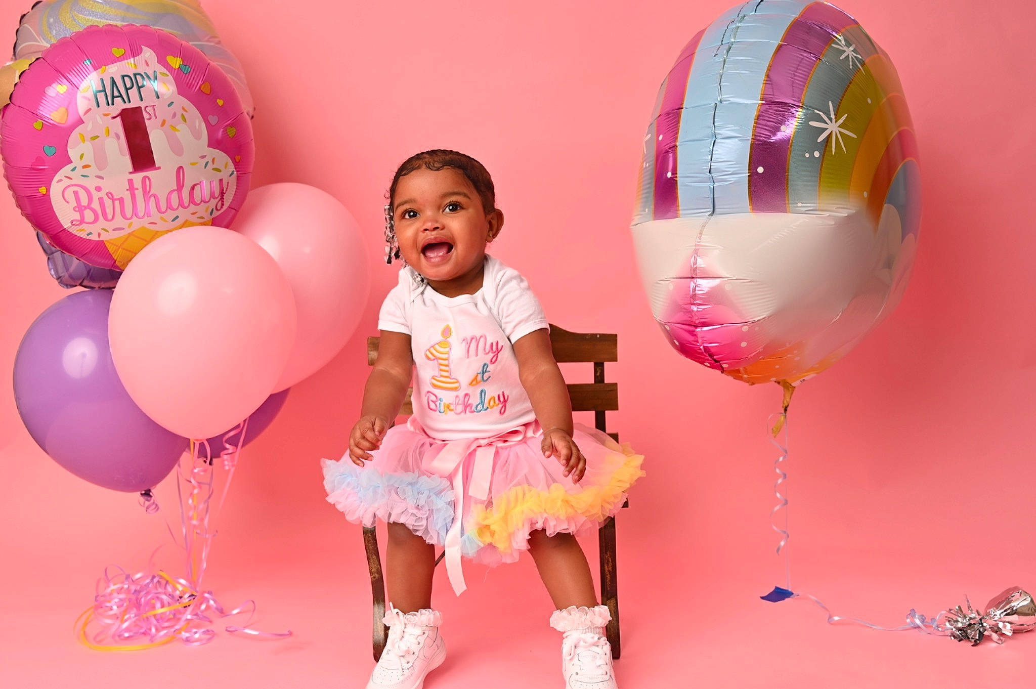 Amirí Jai joined the competition — help win amazing prizes! baby_toddler_clothing, balloon, beauty, child, circle, event, facial_expression, fun, happy, magenta, mammal, party, party_supply, person, photograph, pink, product, smile, snapshot, toddler