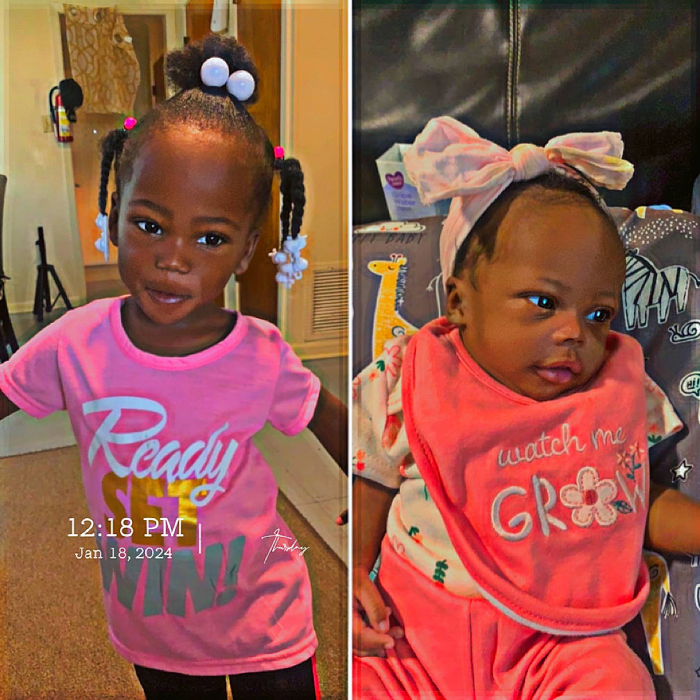 Sisters joined the competition — help win amazing prizes! adaptation, baby_toddler_clothing, black, child, collage, cool, facial_expression, fashion_accessory, fun, hairstyle, happy, jersey, magenta, person, pink, room, sleeve, smile, sportswear, t_shirt