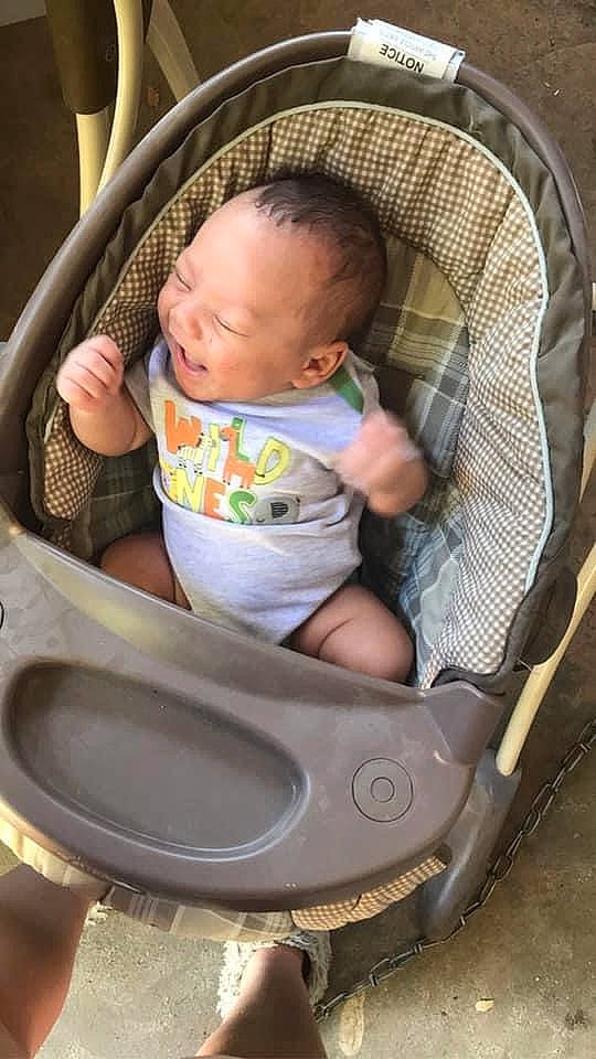 Kaydence is registered to the contest to win money with this photo: baby, baby_carriage, baby_products, baby_toddler_clothing, beauty, chair, cheek, child, comfort, eyewear, facial_expression, finger, head, mammal, mouth, organ, people, person, product, skin