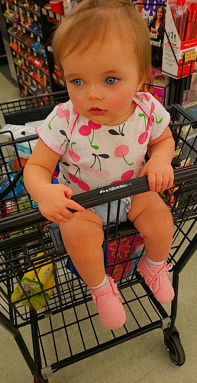 Addalynn joined the competition — help win amazing prizes! baby, baby_toddler_clothing, beauty, blurred, cheek, child, facial_expression, fun, hairstyle, human_body, joint, leg, organ, pattern, person, photograph, pink, product, skin, standing