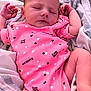 Cierra joined the competition — help win amazing prizes! baby, sleeping, pink_onesie, heart_pattern, blanket, soft_fabric, infant, peaceful, close_up, skin, arm, hand, face, resting, newborn, cute, portrait, indoor, comfort, relaxation