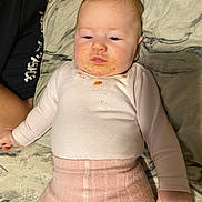 Aeva joined the competition — help win amazing prizes! baby, infant, child, face, clothing, pink, blanket, messy_face, lying_down, hand, skin, head, expression, soft_lighting, indoors, person, cute, young_child, sleepwear, fabric