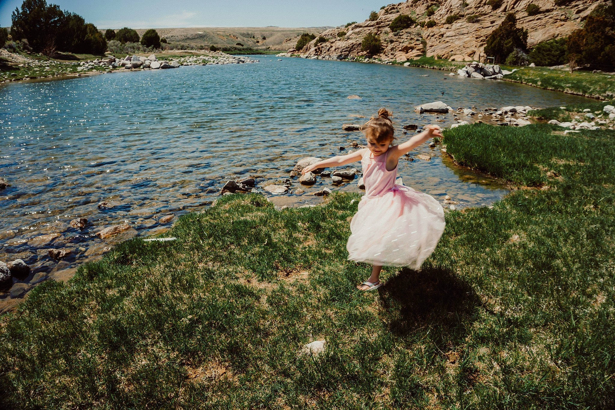 Jozlynn is registered to the contest to win money with this photo: bank, dress, event, flash_photography, fun, gown, grass, happy, joy, lake, landscape, leisure, natural_landscape, people_in_nature, person, plant, recreation, sky, summer, tree