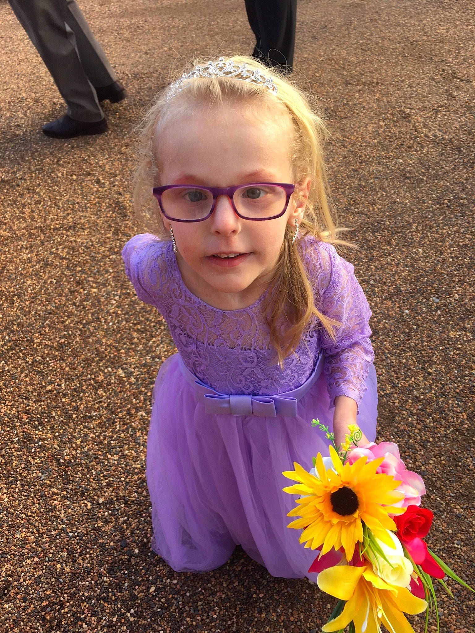 Clarissa joined the competition — help win amazing prizes! child, eyewear, floral_design, flower, gerbera, glasses, happy, iris, person, petal, plant, purple, smile, spring, sunflower, toddler, wildflower, yellow