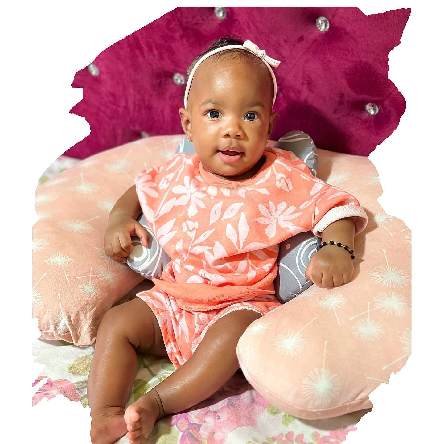 Myah joined the competition — help win amazing prizes! baby, bodypart, chair, clothing, couch, cushion, dress, face, finger, furniture, hand, hat, head, homedecor, newborn, person, photography, portrait, sitting, toy