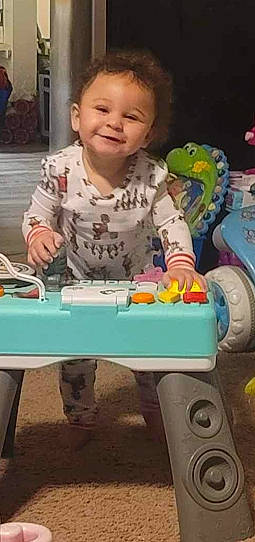 Avery joined the competition — help win amazing prizes! baby, baby_toddler_clothing, baby_toys, child, fun, happy, indoor_games_and_sports, joy, leisure, person, photograph, plastic, play, product, recreation, room, sitting, smile, snapshot, table