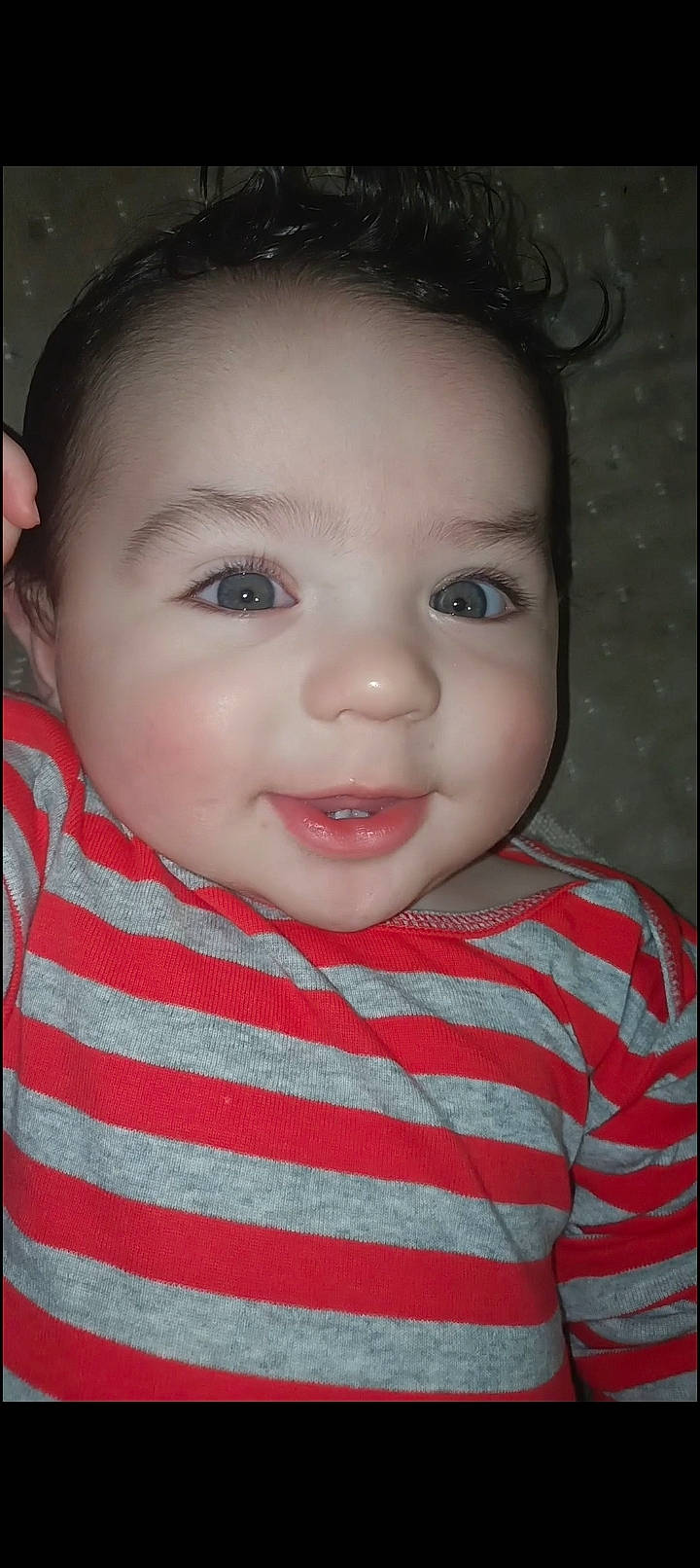 John is registered to the contest to win money with this photo: baby, baby_toddler_clothing, cheek, child, chin, ear, eyebrow, eyelash, flash_photography, happy, iris, lip, mouth, no_expression, nose, person, portrait_photography, skin, sleeve, smile