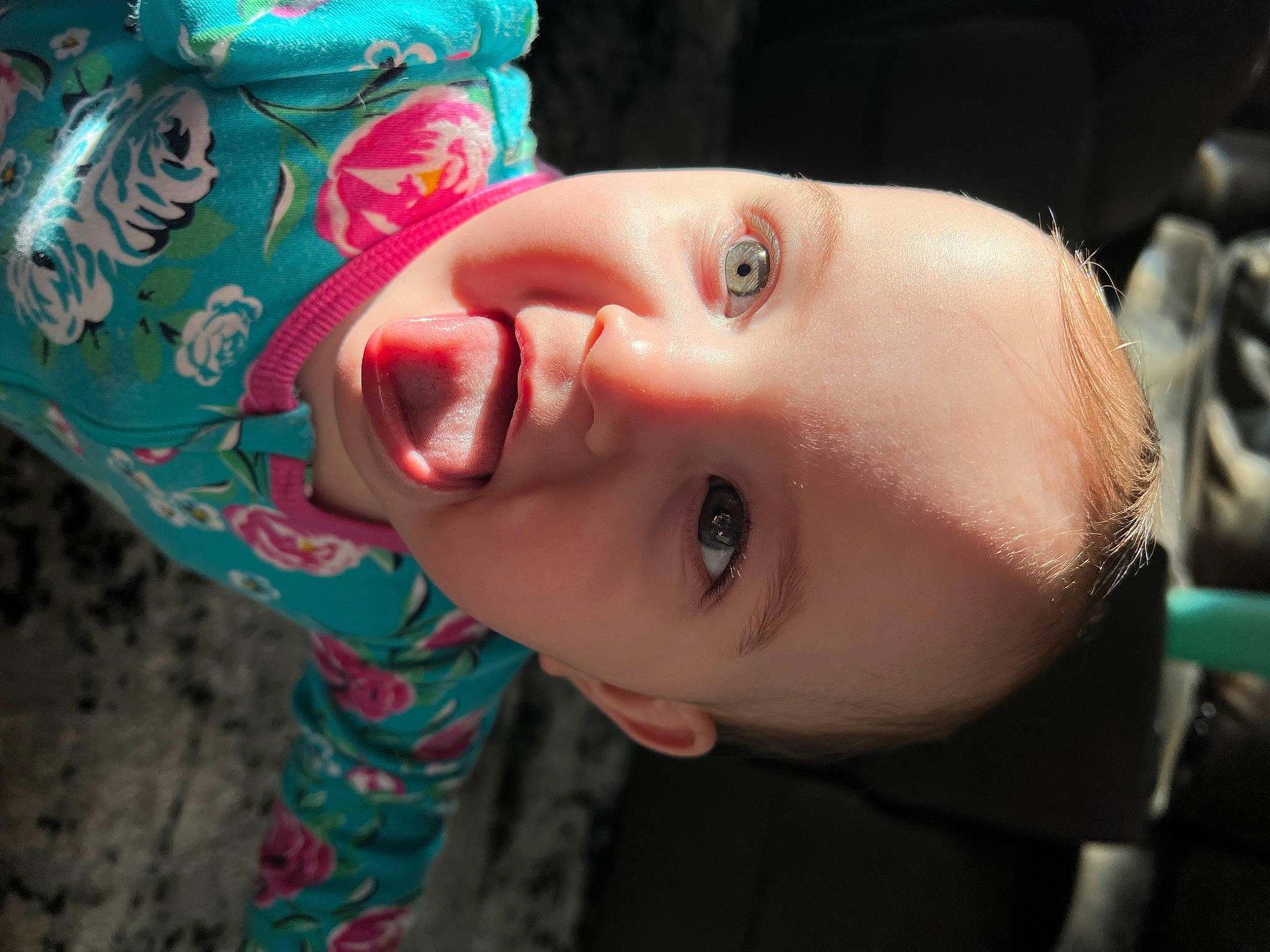 Amethyst is registered to the contest to win money with this photo: cheek, chin, cool, eyebrow, eyelash, flash_photography, grass, happy, iris, lip, mouth, neck, nose, person, plant, skin, smile, tire, toddler, tree