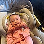 Sophia Grace joined the competition — help win amazing prizes! baby, car_seat, pink_onesie, smile, happy, infant, child, cute, headwear, indoor, seat, clothing, person, small_baby, newborn, comfort, young_child, adorable, expression, baby_girl