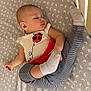Serenity joined the competition — help win amazing prizes! baby, sleeping, infant, crib, clothing, socks, striped_pants, ladybug, pattern, moon, stars, soft_lighting, cute, peaceful, child, resting, toddler, bed, fabric, nursery