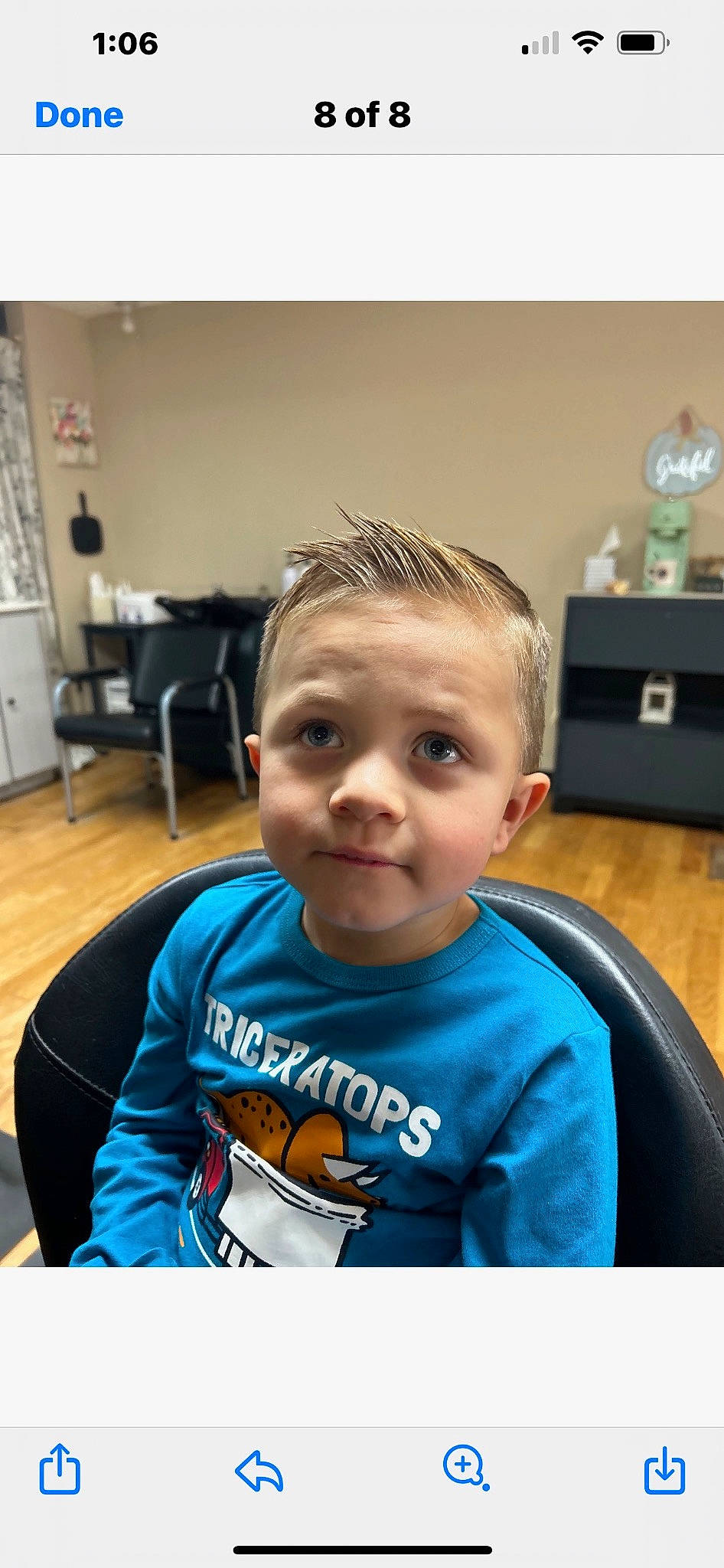 Jaxton is registered to the contest to win money with this photo: baby, baby_toddler_clothing, chair, child, electric_blue, eye, eyewear, flooring, fun, happy, iris, jersey, person, personal_protective_equipment, room, selfie, sitting, sleeve, sportswear, t_shirt