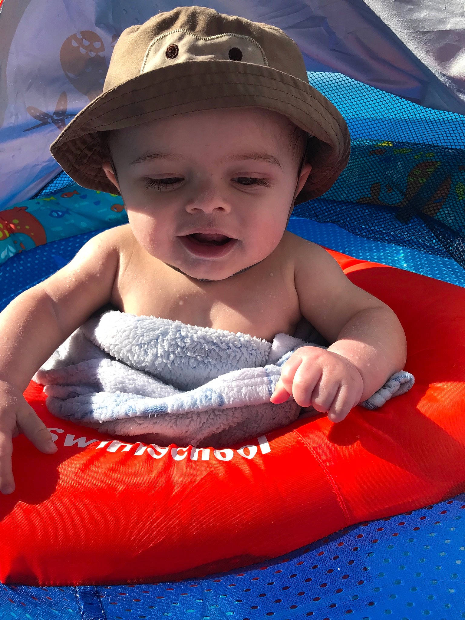 Ashtin joined the competition — help win amazing prizes! baby, baby_products, blue, child, fun, games, inflatable, leisure, person, play, product, recreation, skin, smile, summer, toddler, vacation