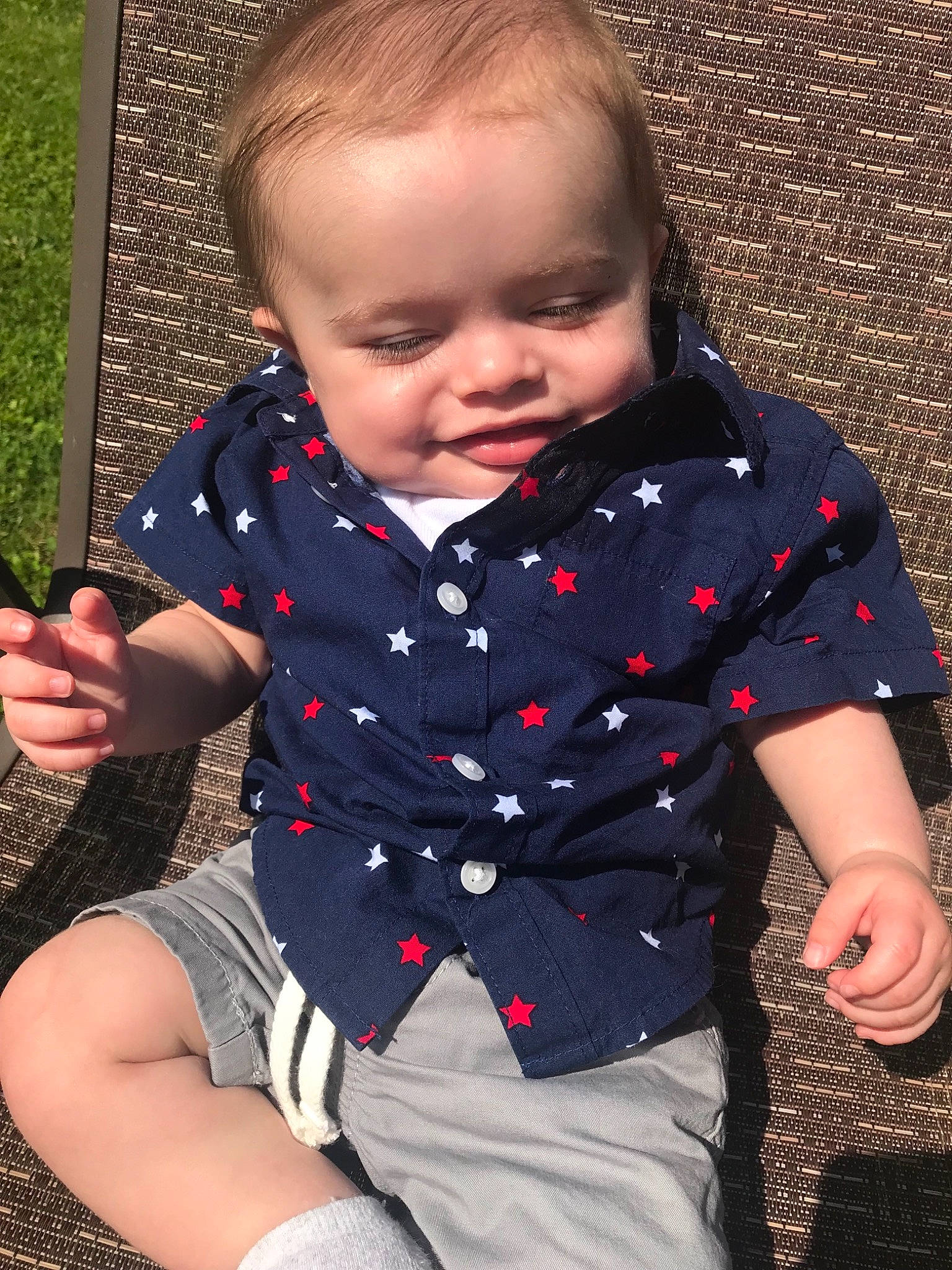 Ashtin is registered to the contest to win money with this photo: baby, baby_products, baby_toddler_clothing, cheek, child, design, eye, finger, grass, joy, leg, pattern, person, play, product, sitting, skin, summer, toddler, vacation
