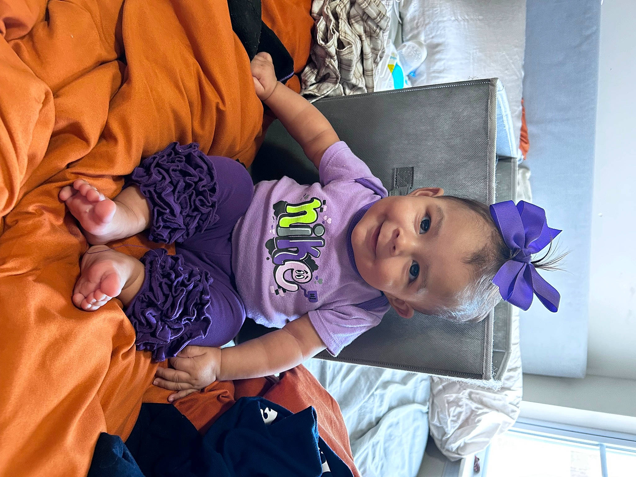 Haven is registered to the contest to win money with this photo: baby, baby_toddler_clothing, blue, child, comfort, electric_blue, event, fun, happy, hat, joy, leisure, mouth, person, purple, room, shorts, smile, t_shirt, toddler